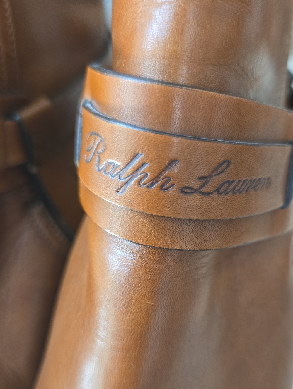 Ralph Lauren Purple Label Equestrian Harness Leather Ankle Booties-Cognac - Picture 10 of 13